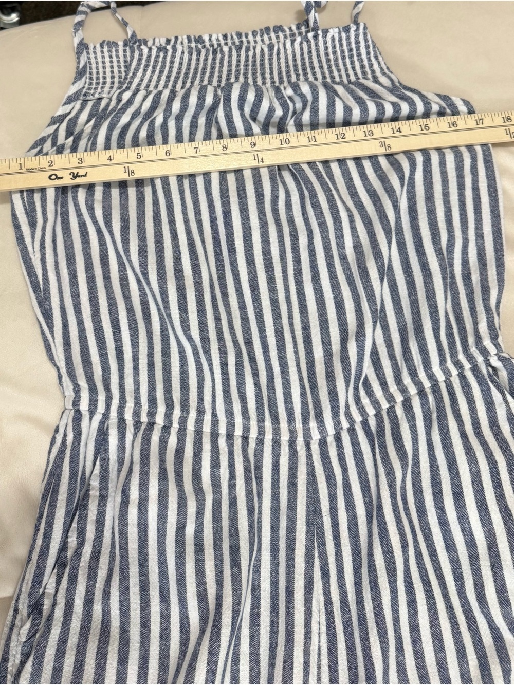 Old Navy Striped Linen Blend Jumpsuit Small Blue White Wide Leg Pockets - Picture 5 of 7